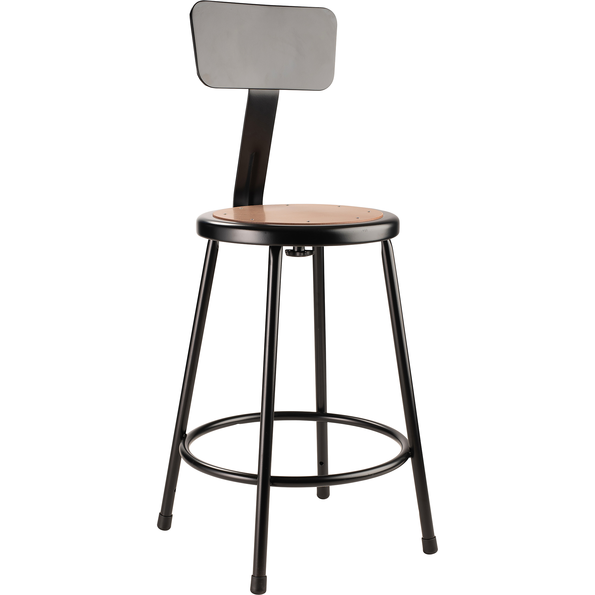 National Public Seating, 24in.Heavy Duty Steel Stool With Backrest, Black, Primary Color Black, Included (qty.) 1, Seating Type Office Stool, Model# 6224B-10